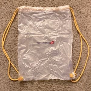 Virgin Atlantic Airline Company Brand Logo Clear Plastic Drawstring Bag Gym Sack